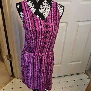 Pink Patterned Sleeveless Dress